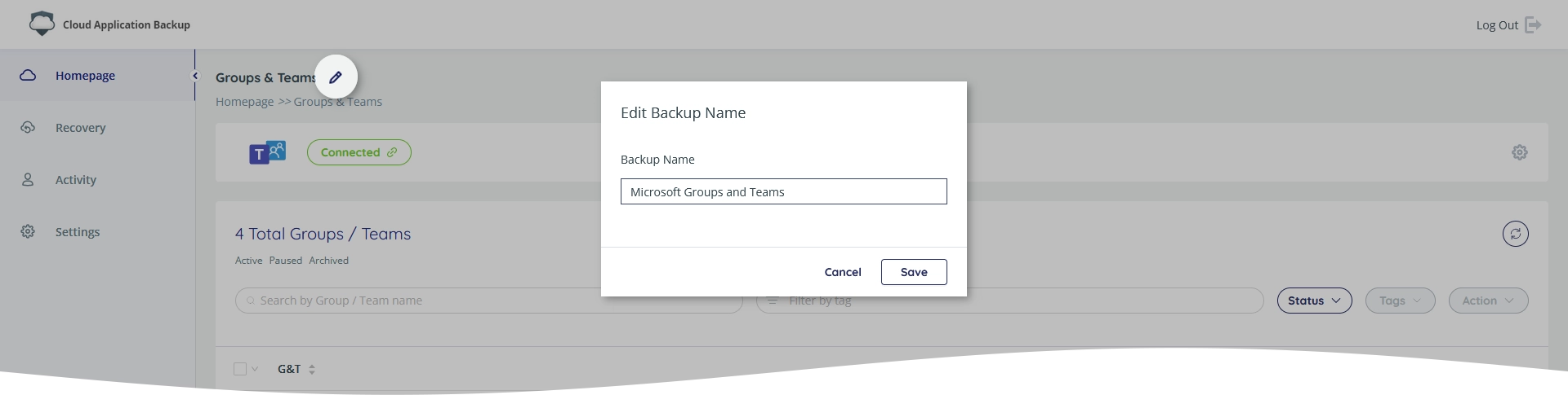Change backup task name