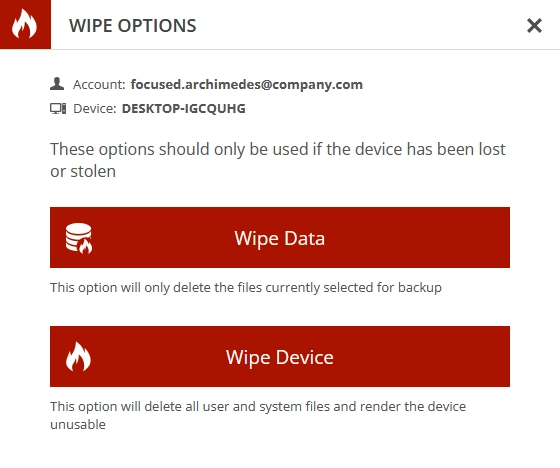 Wipe device options