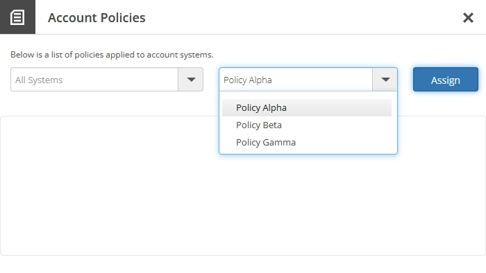Account policies dialog