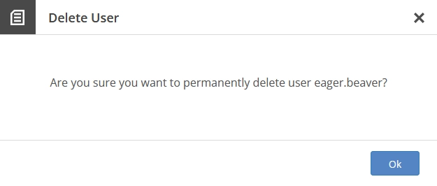Delete user account confirmation