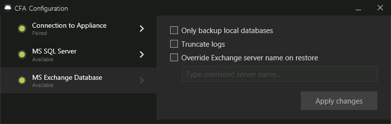 Exchange Server settings