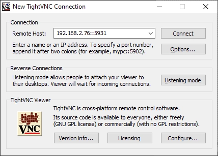 New TightVNC connection