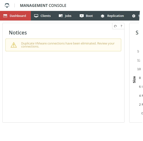 Warning in the Management Console